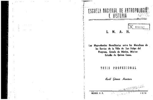 Las mayordomías hereditarias entre los mazahuas de los barrios de la Villa de San Felipe del Progreso, Estado de México, México