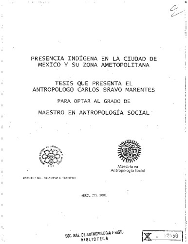 Presencia indigena en la Ciudad de México y su zona ametopolitana