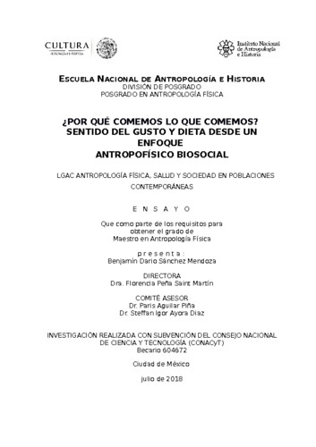 ¿Por qué comemos lo que comemos? Sentido del gusto y dieta desde un enfoque antropofísico biosocial