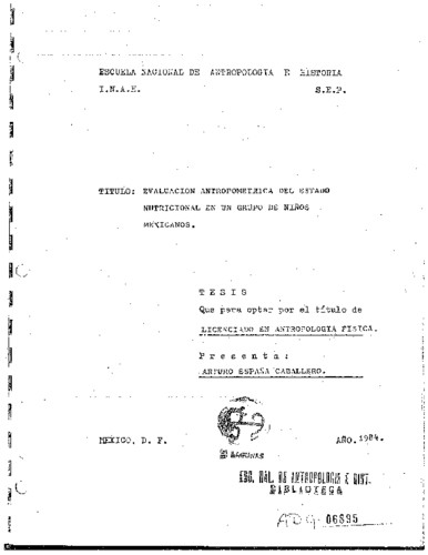 Evaluación antropométrica del estado nutricional en un grupo de niños mexicanos