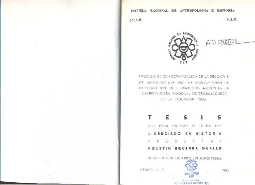 Proceso de democratización de la sección 9 del Sindicato Nacional de Trabajadores de la Educación en el marco de acción de la Coordinadora Nacional de Trabajadores de la Educación, 1989