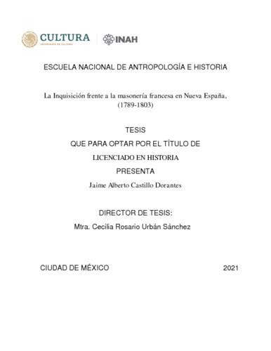 La Inquisición frente a la masonería francesa en Nueva España (1789-1803)