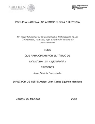 Prácticas funerarias de un asentamiento teotihuacano en las golondrinas, Tizayuca Hgo