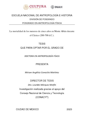La mortalidad de los menores de cinco años en Monte Albán durante el clásico (200-700 d.c.)