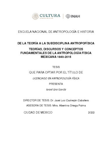 De la teoría a la subdisciplina antropofísica