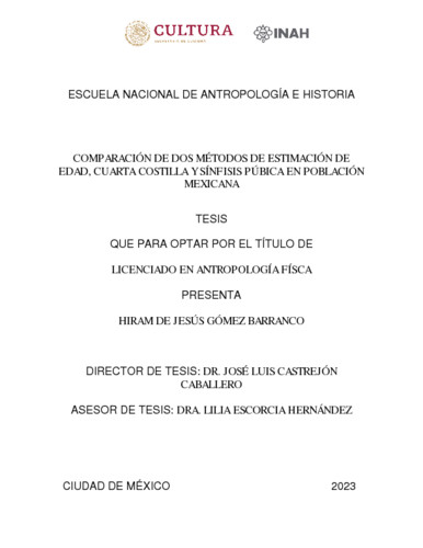 Comparación de dos métodos de estimación de edad, cuarta costilla y sínfisis púbica en población mexicana