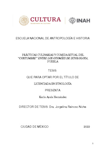 Prácticas culinarias y comida ritual del "costumbre" entre los otomíes de Ixtololoya, Puebla