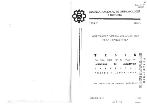 Morfología verbal del zapoteco de San Pablo Guila