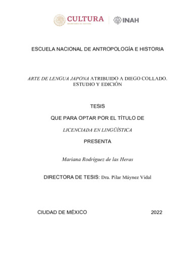 Arte de lengua japona atribuido a Diego Collado. Estudio y edición