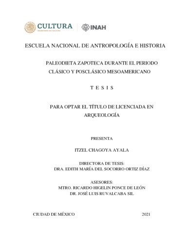 Paleodieta zapoteca durante el periódo clásico y posclásico mesoamericano