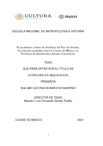 El yacimiento y minas de obsidiana del Pico de Orizaba