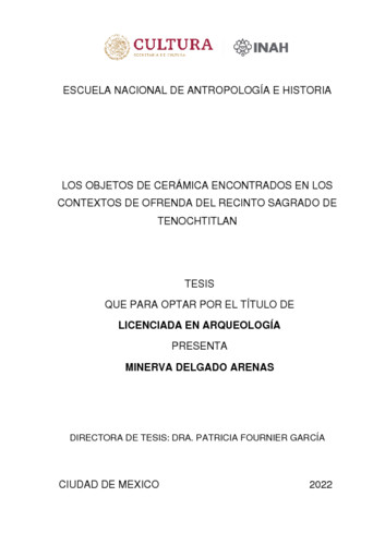 Los objetos de cerámica encontrados en los contextos de ofrenda del recinto sagrado de Tenochtitlan