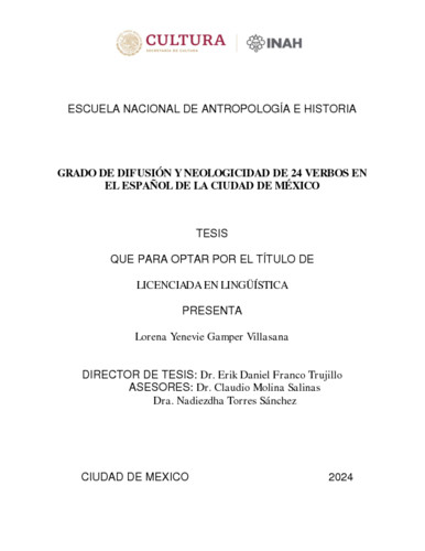Grado de difusión y neologicidad de 24 verbos en el español de la Ciudad de México