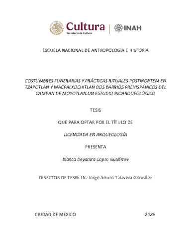 Costumbres funerarias y prácticas rituales posmortem en Tzapotlan y Macpalxochitlan, dos barrios prehispánicos del Campan de Moyotlan