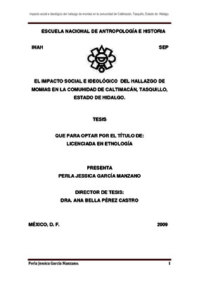 El impacto social e ideológico del hallazgo de momias en la comunidad de Caltimacán, Tasquillo, Estado de Hidalgo