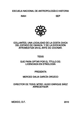 Collantes, una localidad de la costa chica del Estado de Oaxaca, y de la evocación afromestiza en el arte de cocinar
